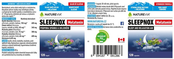 NatureVia Sleepnox Melatonin 120 kapslí