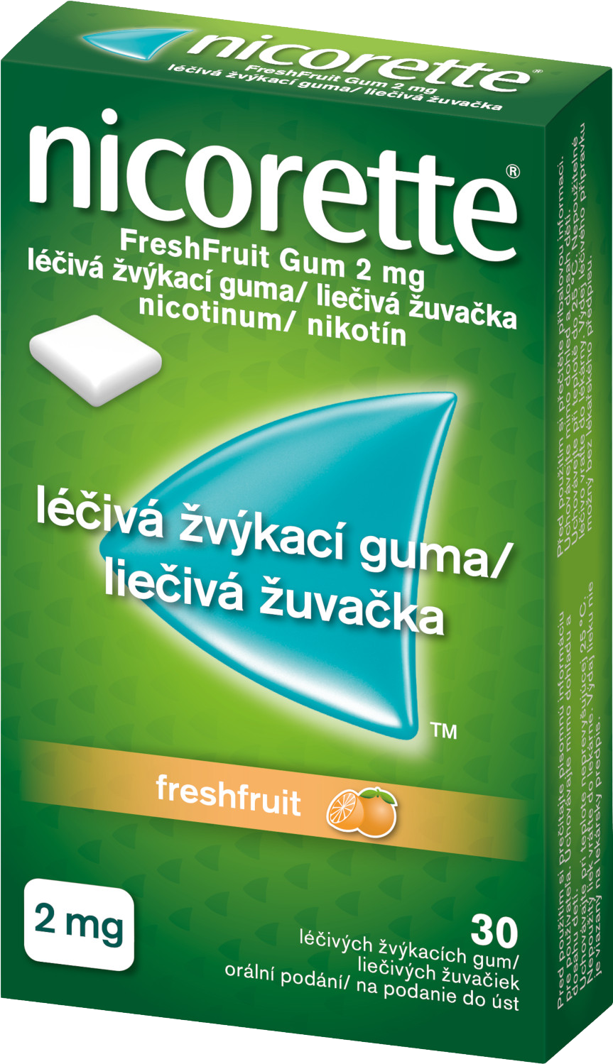 Nicorette ® FreshFruit Gum 2 mg, léčivá žvýkací guma 30 ks