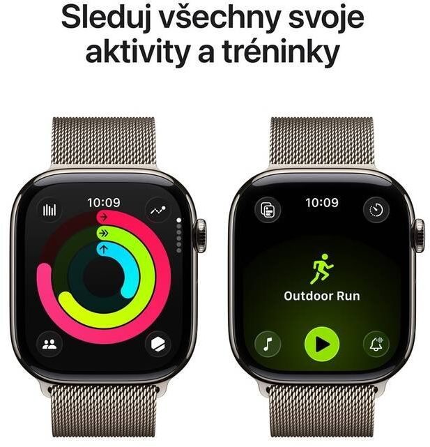 Apple Watch 11 GPS + Cellular 46mm Přírodní titan s přírodním milánským tahem- M/L
