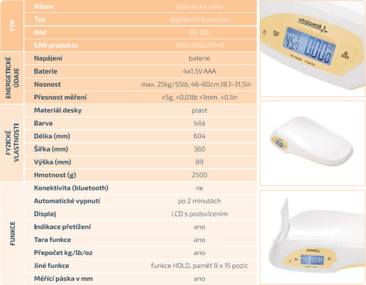 VitalPeak Kojenecká váha BS100