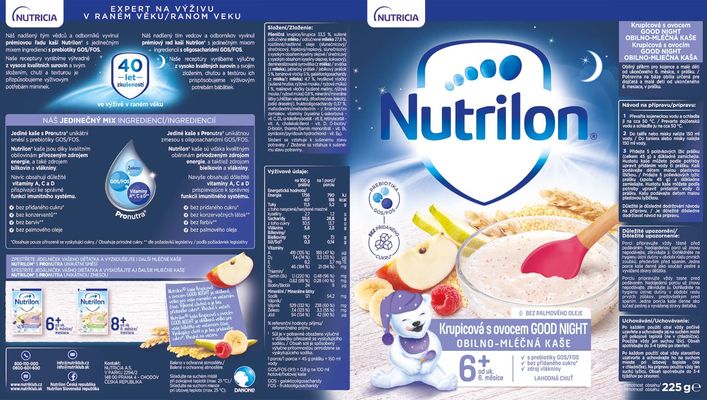 Nutrilon Krupicová kaše s ovocem GOOD NIGHT 225 g