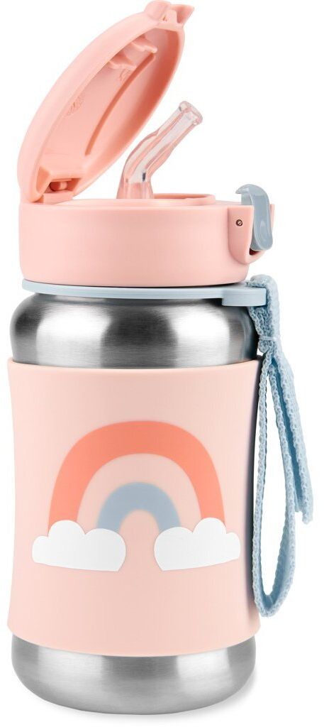 Skip Hop Spark Style Láhev s brčkem na vodu nerez Duha 12m+, 350 ml