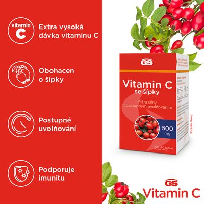 GS Vitamin C 500mg se šípky 120 tablet