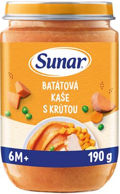 Sunar Příkrm batátová kaše s krůtím masem 6m+, 190 g