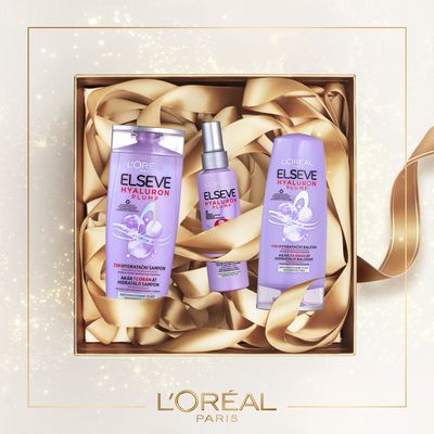 L'Oréal Paris Elseve Hyaluron Plump Vánoční balíček 2023 - šampon + kondicionér + sérum