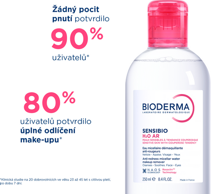 Bioderma Sensibio H2O AR micelární voda pro citlivou pleť se začervenáním 250 ml