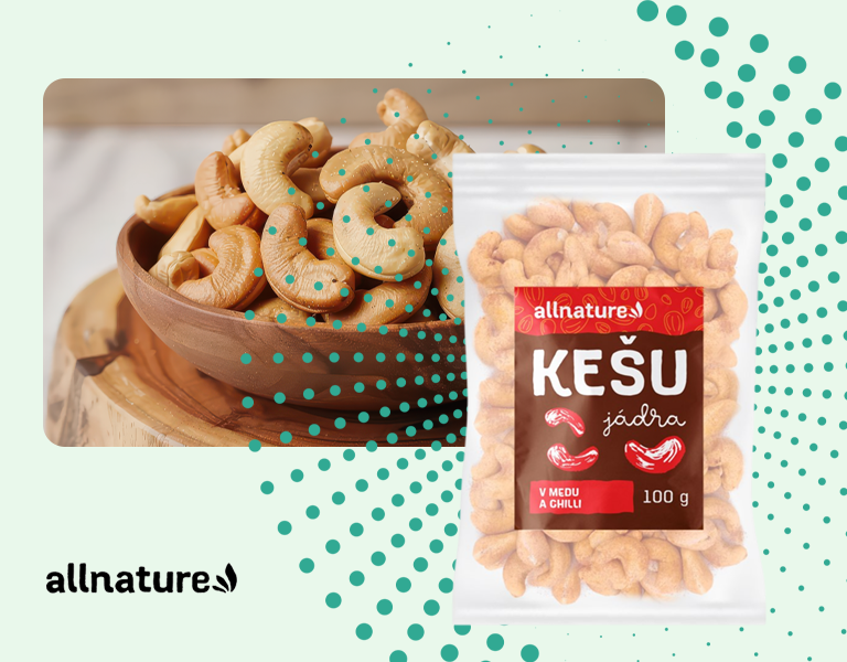 Allnature Kešu v medu a chilli 100 g
