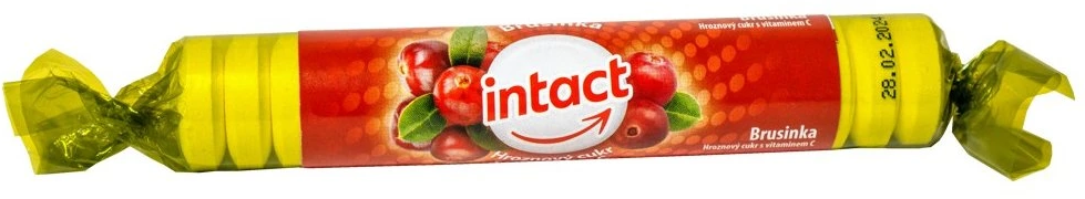Intact rolička hroznový cukr s vitamín C Brusinka 40 g