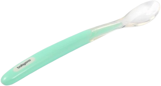 BabyOno Lžička silikonová s měkkým koncem mint 6m+