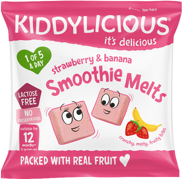 Kiddylicious Ovocné polštářky z jahod a banánu 6 g