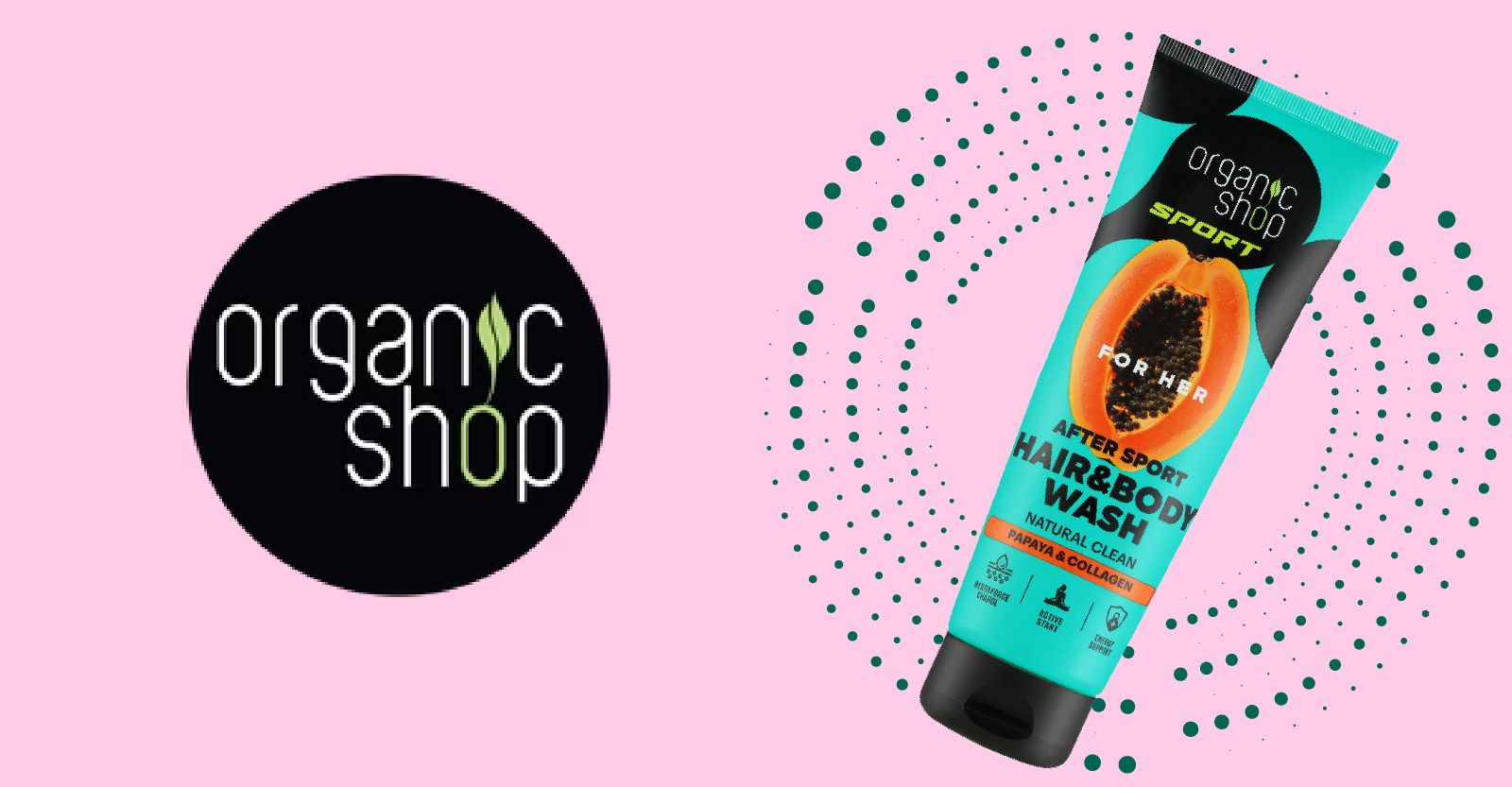 Organic Shop SPORT Dámský sprchový gel na vlasy a tělo Papája a kolagen 200 ml