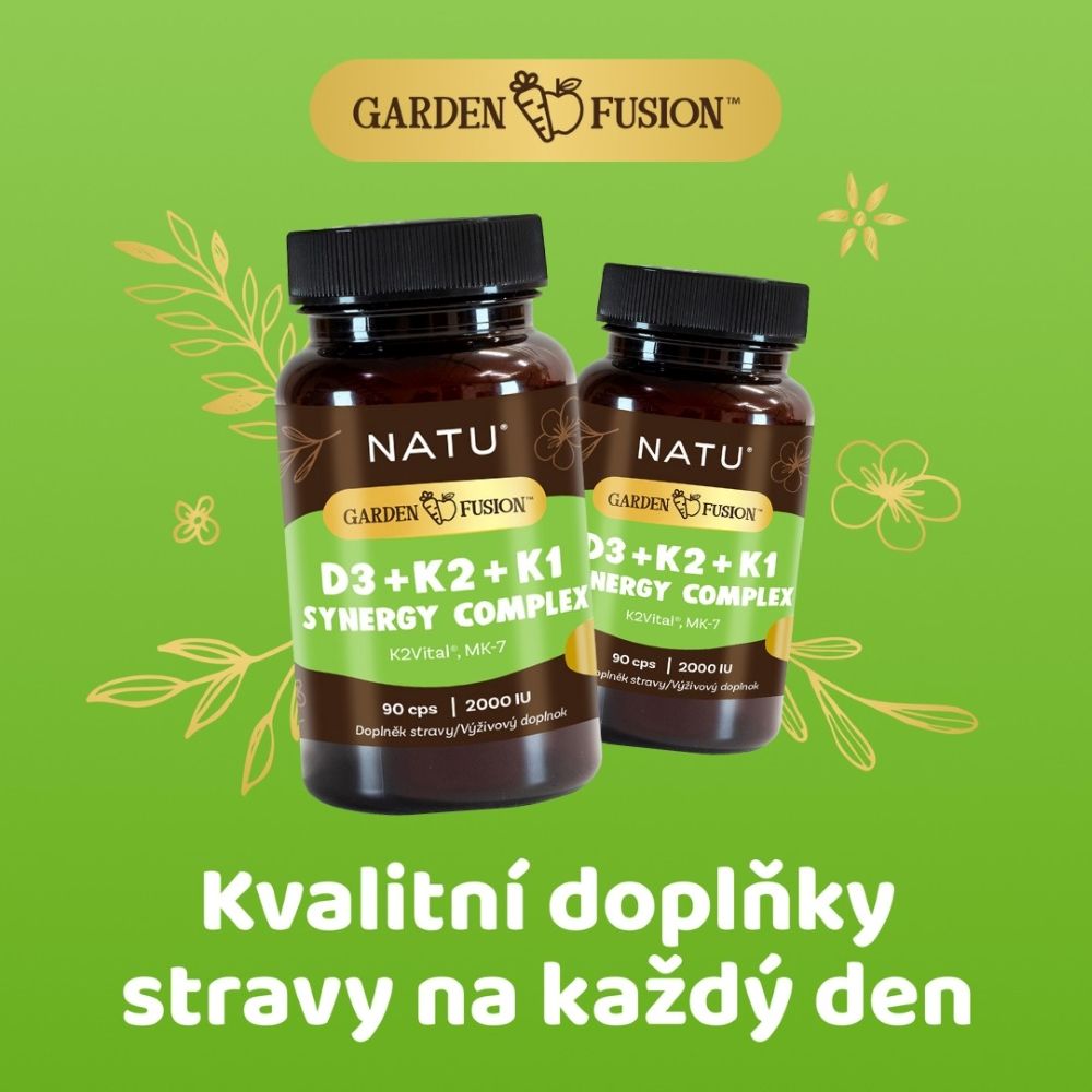 Natu Garden Fusion, Vitamin D3+K2+K1 Synergy Complex 2000 IU, 90 kapslí