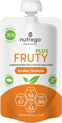 Nutrego FRUTY PLUS broskev por.sol. 4 x 175 ml