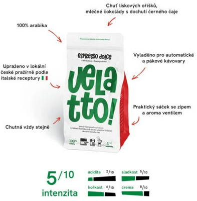 Velatto Espresso Dolce zrnková 250 g
