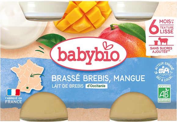 Babybio Brassé z ovčího mléka mango 2 x 130 g