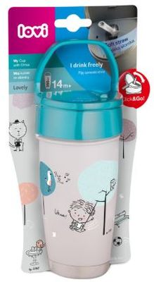 LOVI Hrníček se slámkou LOVELY ACTIVE Chlapec 350 ml