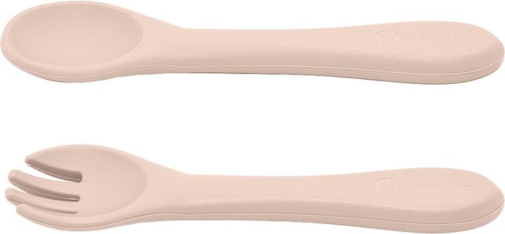 Petite&Mars Set jídelní silikonový TAKE&MATCH talíř + příbor Deset Sand 6m+ 2 ks