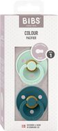 BIBS Colour Dudlíky z přírodního kaučuku - velikost 1, Nordic Mint/Forest Lake 2 ks
