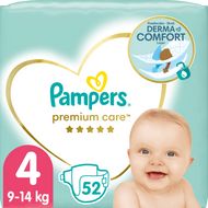 Pampers Premium Care plenky vel. 4, 9-14 kg, 52 ks