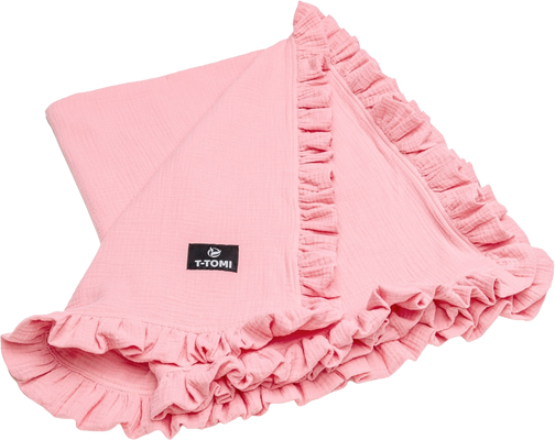 T-Tomi BIO Mušelínová deka s volánkem Pink