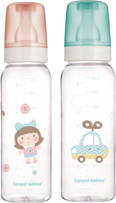 Canpol babies Láhev skleněná s potiskem 240 ml