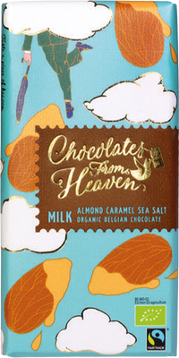 Chocolates from Heaven BIO mléčná čokoláda s karamelizovanými mandlemi a mořskou solí 37% 100 g