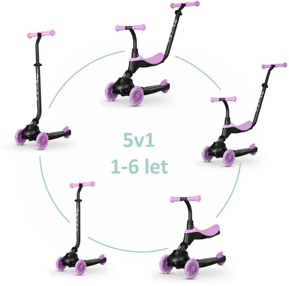 Qplay Koloběžka / odrážedlo Sema Evo s LED světly Violet