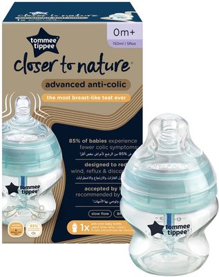 Tommee Tippee CTN Kojenecká Lahev ADVANCED ANTI-COLIC pomalý průtok 150 ml 0m+, modrá