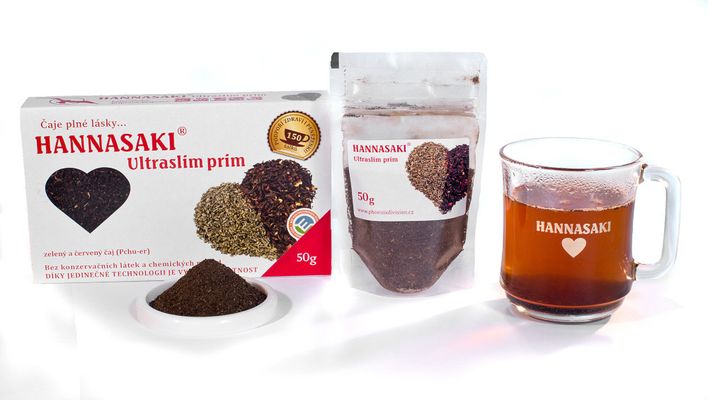 Hannasaki Ultraslim prim zmes zeleného a červeného Pchu-er čaju 50 g