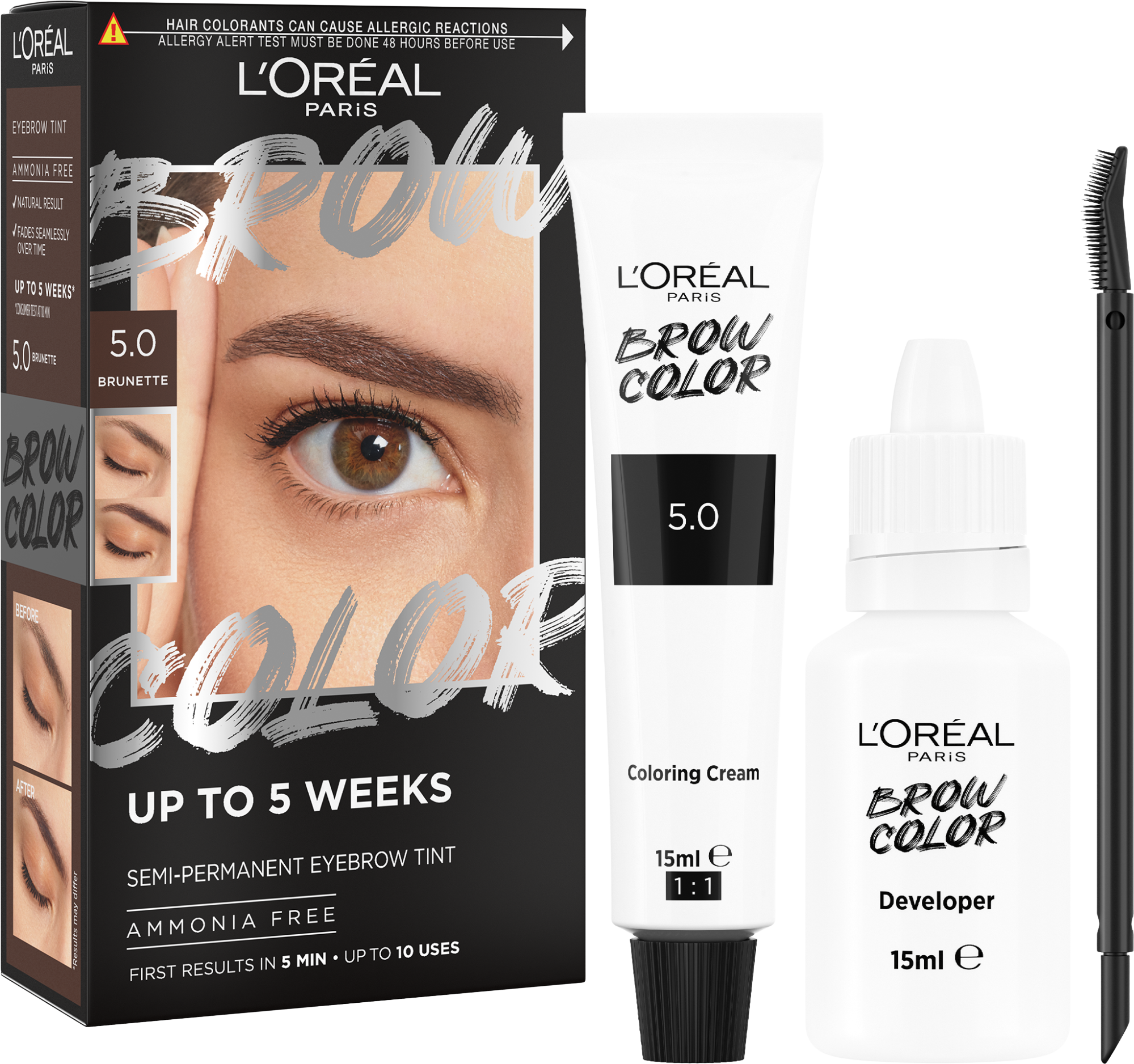 L'Oréal Paris Brow Color 5.0 Brunette semi-permanentní barva na obočí