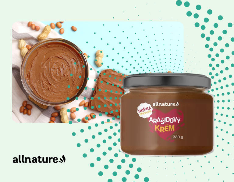 Allnature Arašídový krém s hořkou čokoládou 220 g