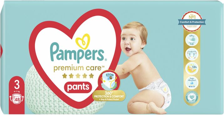 Pampers Premium Care Pants Plenkové kalhotky vel. 3, 6-11 kg, 48 ks