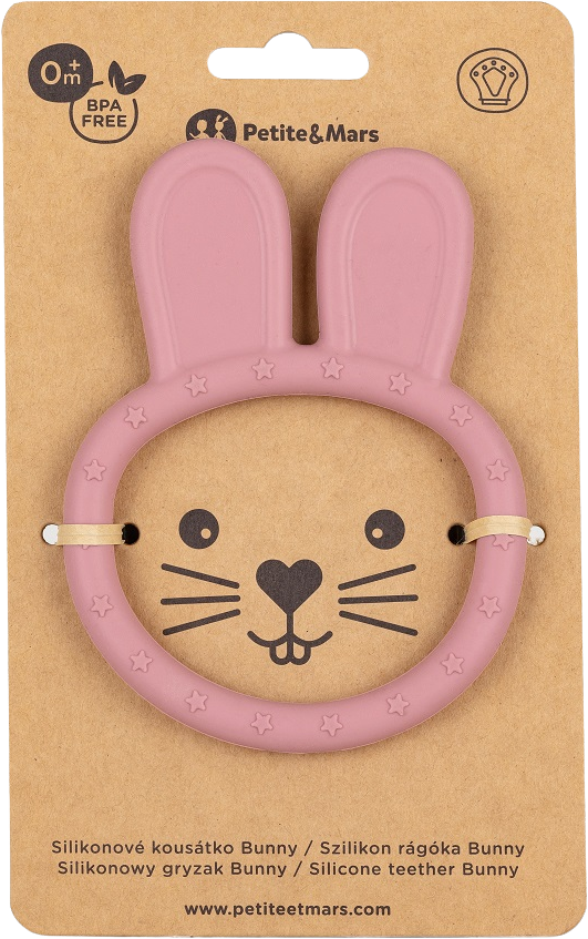 Petite&Mars Kousátko silikonové Bunny Dusty Rose 0m+
