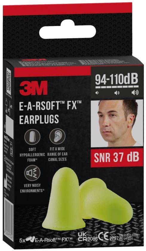 3M Zátkové chrániče sluchu E-A-Rsoft™ FX™, SNR 37 dB, žluté 5 ks