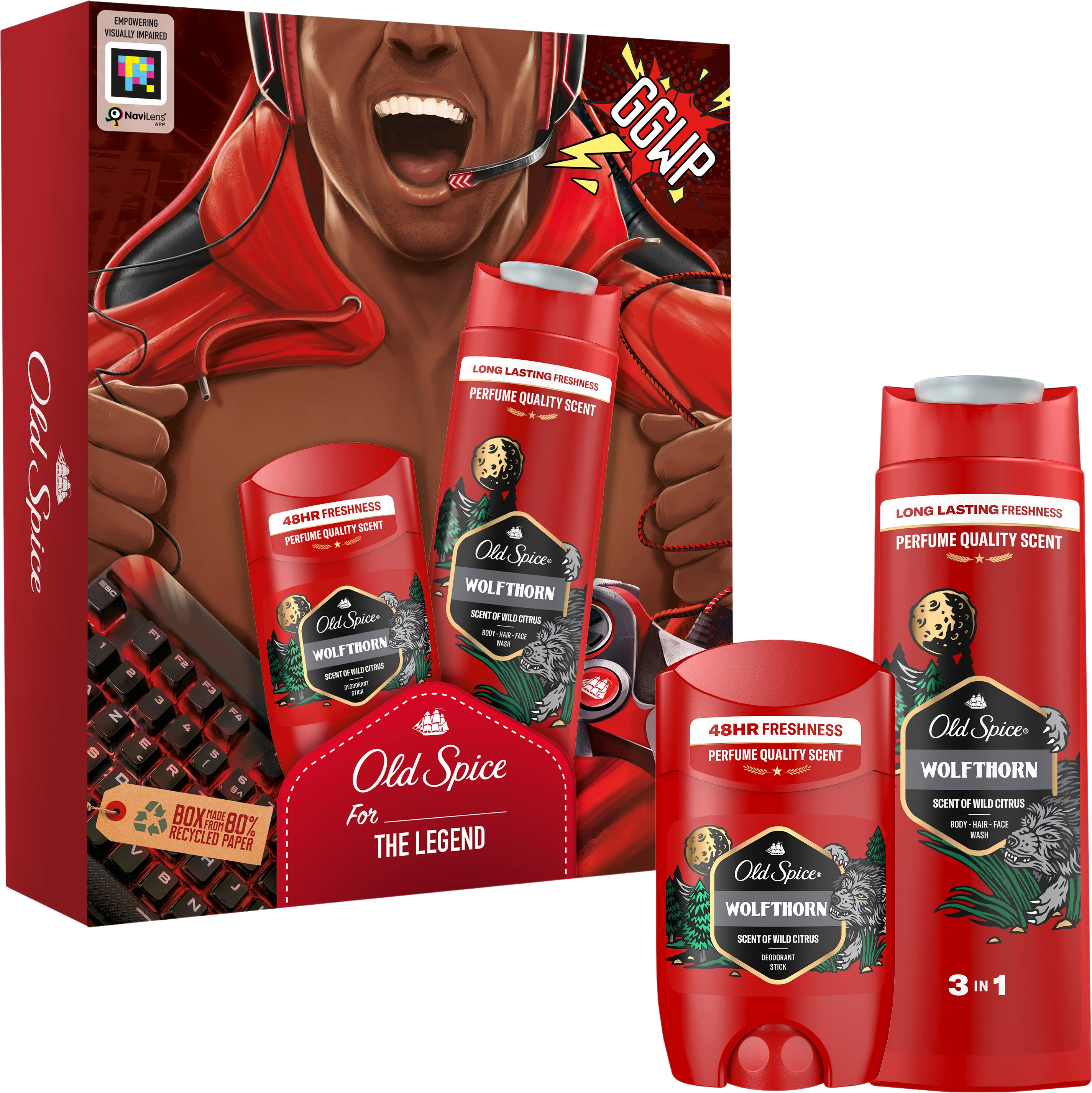 Old Spice Gamer dárková sada s deodorantem ve spreji 50 ml a sprchovým gelem Wolfthorn 250 ml