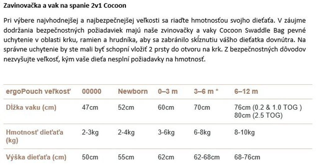 ERGOPOUCH Zavinovačka a pytel na spaní 2v1 Cocoon Lullaby 3-6m, 6-8kg, 1,0tog 1 ks