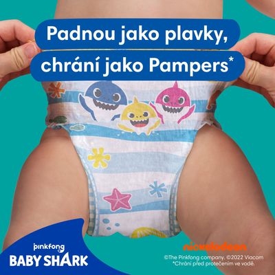 Pampers Splashers Baby Shark Plenkové kalhotky do vody vel. 5, 12-17 kg, 10 ks