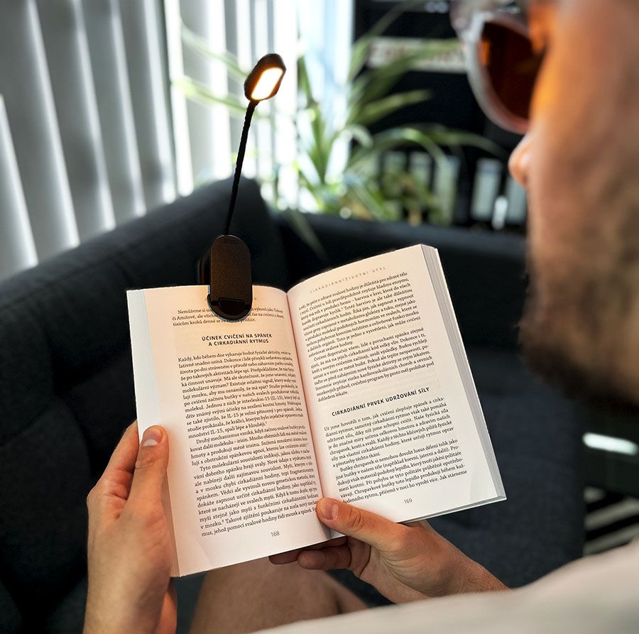 Lunesto LED Lampička na čtení bez modré složky s CLIP-ONEM černá