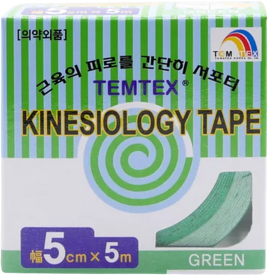 Temtex kinesio tape Classic, zelená tejpovací páska 5cm x 5m