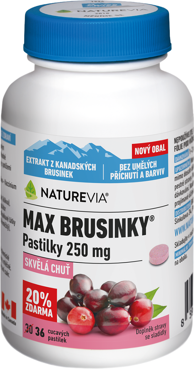NatureVia Max brusinky Cran-max pastilky 36 pastilek