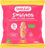 Smileat BIO kukuřičné křupky banán a jahoda s panenským olivovým olejem a vitaminem B1 8M+ 25 g