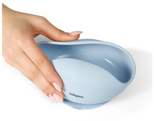 BabyOno Miska silikonová s přísavkou - blue 6m+