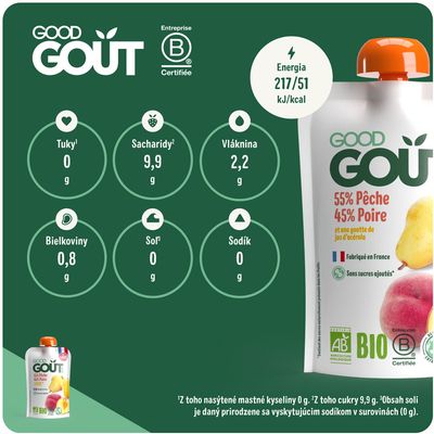 Good Goût BIO Broskev s hruškou 120 g