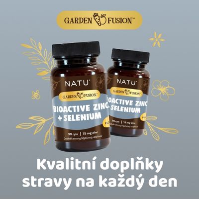 Natu Garden Fusion, Bioaktivní zinek 15 mg, selen, extrakt ze zeleného čaje 90 kapslí