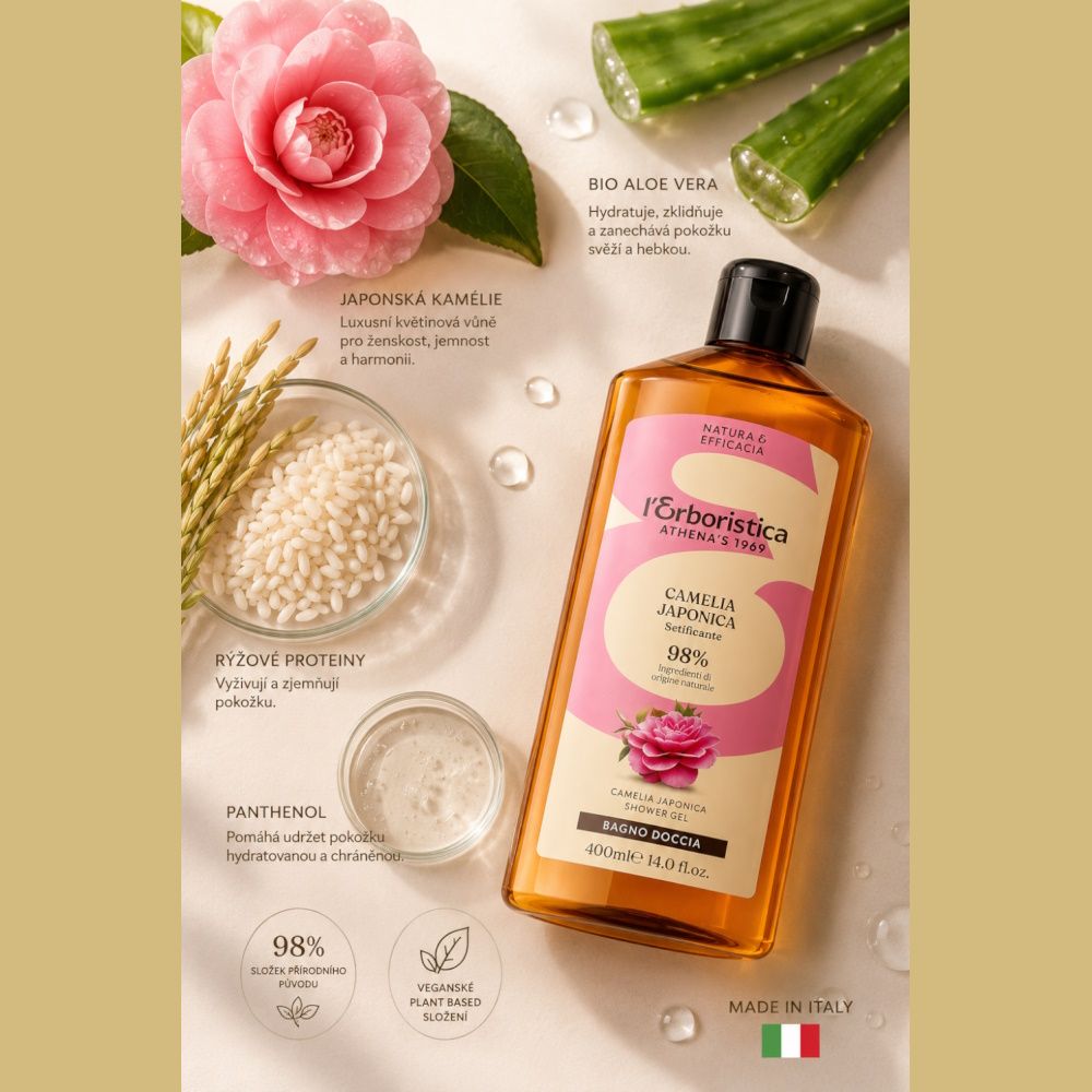 Erboristica Přírodní sprchový gel Camelia Japonica – hydratace a chvíle pro sebe 400 ml