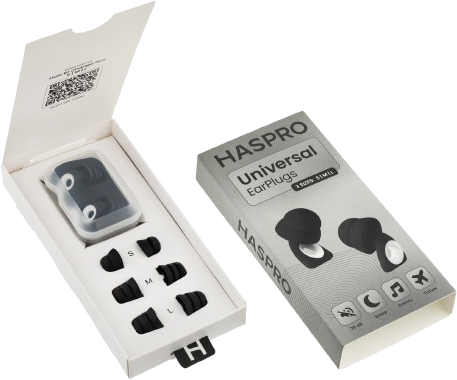 Haspro Universal Black, 1 pár opakovaně použitelných silikonových špuntů do uší, černé