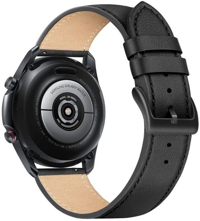 Fixed Kožený řemínek Leather Strap pro smartwatch, 22mm - černý
