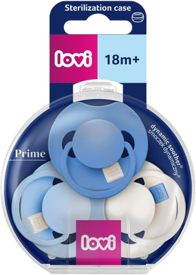 LOVI Dudlík silikonový dynamický PRIME Tutti Frutti 18m+ Ultramarine Blue 3 ks