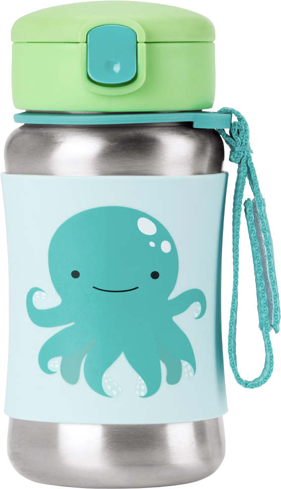 Skip Hop Spark Style Láhev s brčkem na vodu nerez Chobotnice 12m+ 350 ml