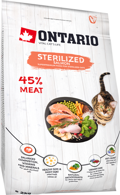 Ontario Krmivo Cat Sterilised Salmon 2 kg